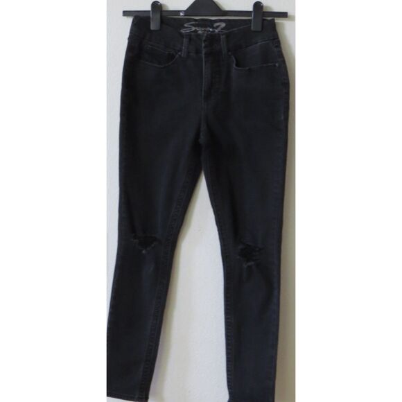 Seven7 Tummyless Black Skinny Jeans High Rise Size 4 - Picture 9 of 10